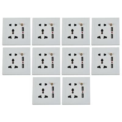 10X 2.1A Dual USB Wall Charger Socket Adapter Universial Power Outlet Panel wite Switch