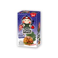 Taokaenoi Big Sheet Crispy Seaweed Smoke Burger 3.5g x 12 pcs.เถ้าแก่น้อย บิ๊กชีท สาหร่ายทอดแผ่น กลิ่นสโมคเบอร์เกอร์ 3.5 กรัม x 12 ซอง