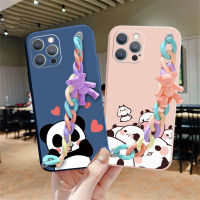 สำหรับ iPhone 13 Pro Max 12 11 XR XS 7 8 Plus SE 2020เคสโทรศัพท์ Love Panda สายโซ่สายคล้องมือป้องกันรอยขีดข่วนที่ถูกต้อง