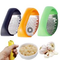 Garlic Peeler Presses Manual Stainless Steel Ginger Crusher Fruit Vegetable Cooking Curved Hand-held Garlic Spud Kitchen Gadgets Graters  Peelers Slic