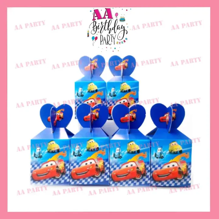 AA BIRTHDAY PARTY Mcqueen Cars Candy Box 6 pcs Paper Gift Box theme ...