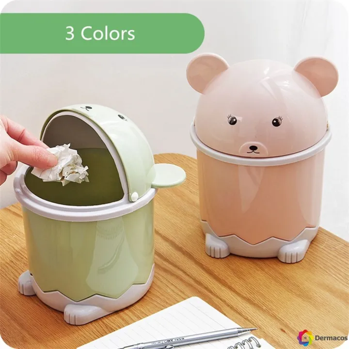 Desktop TrashWith Lid Small Paper Basket Mini Flip Plastic Trash Can ...