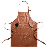 PU Leather Waterproof Women Apron For Kitchen Accessories Cafe Shop House Cleaning Cooking Baking Pocket Pinafore Painting Apron