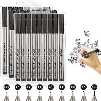 STA 8050ปากกาตัดเส้นปากกา9ชิ้น/เซ็ตอาชีพ Pigment Liner ไมครอนหมึกเครื่องเขียนปากกาสำหรับวาดการ์ตูนไมครอน Liner ตะขอแปรง Line ปากกาอุปกรณ์