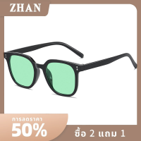 ZHAN Outdoor Korean Retro Square แว่นตากันแดดสีเลนส์สำหรับผู้หญิงขนาดเล็กใบหน้าแฟชั่นผู้ชาย fashionpersonal แว่นตาอุปกรณ์เสริม