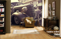 Custom 3d Wallpaper Mural Classic Vintage Car Automobile Exhibition Sofa Bedroom Living Room Cafe Bar Restaurant Setting Wall