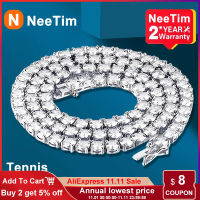 NeeTim 925 Sterling Silver Real Moissanite Tennis Necklace celet for Women Men Lab Diamonds with GRA Certificate Neck Chain