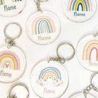 CUSTOM CUSTOM Rainbow ชื่อการปรับแต่งอะคริลิคโซ่เพื่อน Lover ครูแม่ของขวัญของที่ระลึก Key Chains