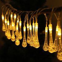 [Ricky Lighting] โคมไฟ LED Water Drop Light String ไฟคริสต์มาส Oudoor Garden Xmas ตกแต่งวันหยุด Garland Navidad Decor แบตเตอรี่