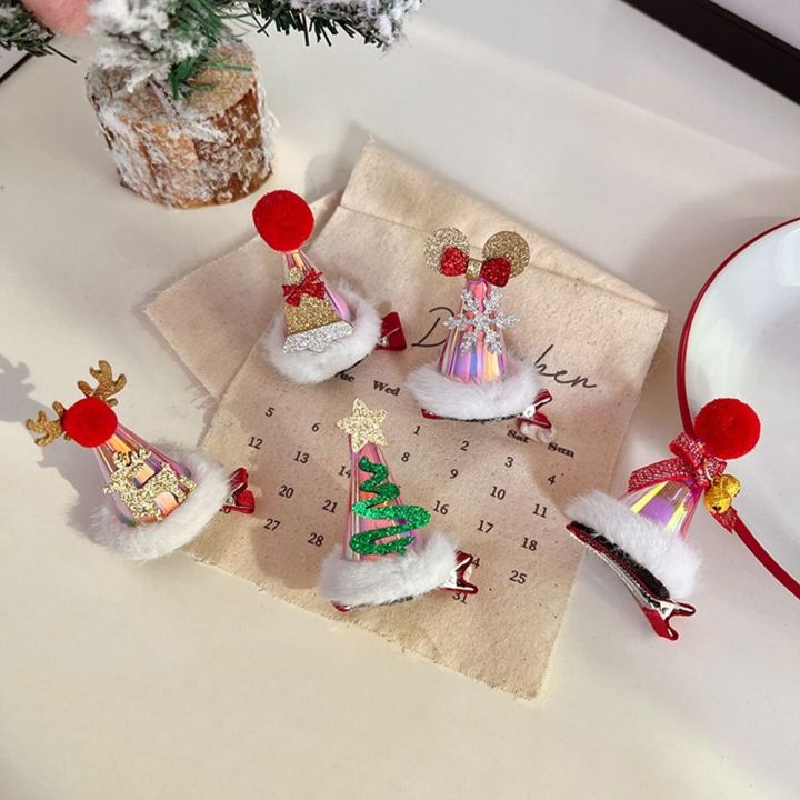 lygjzc-น่ารักน่ารักๆ-สาวๆ-น่ารักมากๆ-ที่หนีบผมสีแดง-ผ้าผ้าทอ-ซานตาคลอส-โบว์น๊อต-หมวกคริสต์มาสพร้อมไฟ-เกล็ดหิมะเกล็ดหิมะ-กิ๊บติดผมหมวกคริสต์มาส-เครื่องประดับผมเกาหลี-กิ๊บติดผมเด็กเรืองแสง-ที่คาดผมเขากว