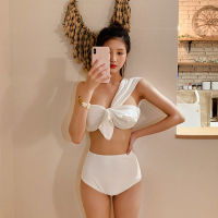 Korean Style Low Waist Bikini Set Women Biquini Suit Two Pieces Swimwear Solid One Shoulder Swimsuit High Quality Beach Suit