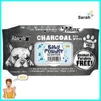 ผ้าเช็ดทำความสะอาดสัตว์เลี้ยง ABSORB PLUS CHARCOAL BABY POWDER 80 แผ่นPET WIPES ABSORB PLUS CHARCOAL BABY POWDER 80PCS **ด่วน สินค้าเหลือไม่เยอะ**