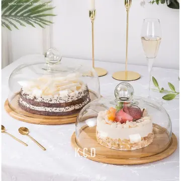 Buy Rustic Wood Cake Stand With Glass Dome | Serveware For Kitchen Online -  Ikiru