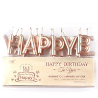 Stationerybox. เทียนปักเค้กน่ารัก เทียนวันเกิด เทียนตัวอักษร HAPPYBIRTHDAY เทียนสีเมทัลลิค (13 ชิ้น) 0024
