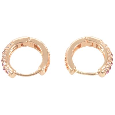 Elegant CZ Stone Hoop Earrings for Women Gold plated Piercing Jewelry -Gold