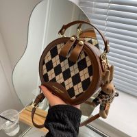 This years popular bag women 23 new fashn s tile round bag late texture e menger bag -Bao23724✜☬┋