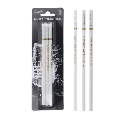UNLAWFUL 3Pcs/Set ถ่านสีขาว ดินสอถ่านสเก็ตช์สีขาว เครื่องมืองานฝีมือศิลปะ 3ชิ้น/เซ็ต ดินสอสีขาววาดคาร์บอน ของใหม่ อุปกรณ์การเรียนสำหรับโรงเรียน ปากกาคาร์บอนไฮไลท์ การร่างภาพ