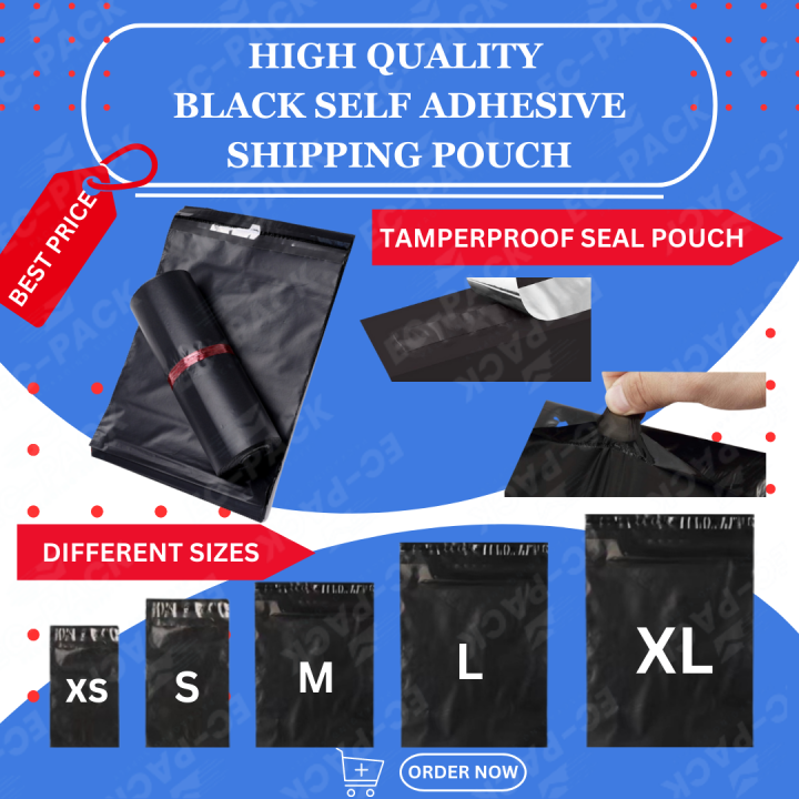 100 PCS. BLACK SELF ADHESIVE SHIPPING POUCH Lazada PH