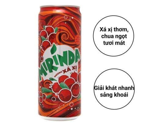 Thùng 24 lon nước ngọt mirinda xá xị lon 320ml lốc 6 lon nước ngọt mirinda