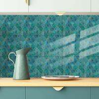 【HOT】 C Z-D Z512 dark green fish scale shape tile renovation kitchen bathroom dormitory wall surface decorative stickers