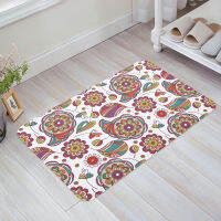 Flower Colorful Tile Repeat Entrance Door Mat Bedroom Kitchen Bathroom Mat Non-slip Door Mat Personality Home Decor