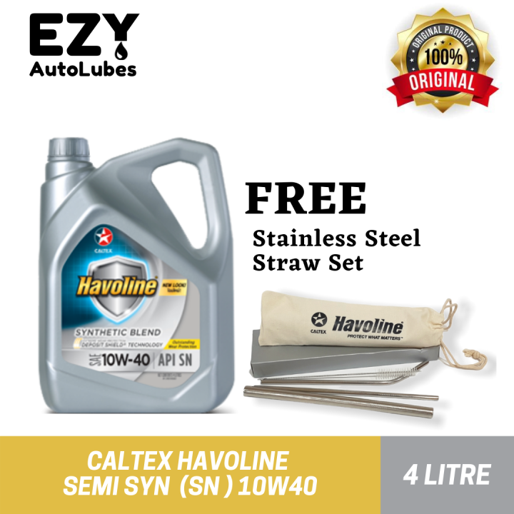 Caltex Havoline Semi Syn 10W40 4L (FOC Stainless Steel Straw Set)👉