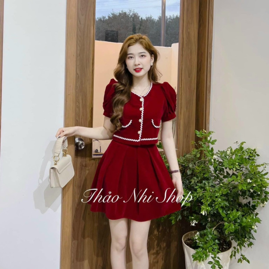 ĐẦM MIDI XẾP LI EO TAY NGẮN – HNOSS