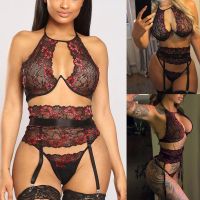 【CW】☍  Porno Size Babydoll Adult Game 3pcs Thong Garter Set Hot Erotic Costume