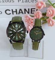 นาฬิกา Casio แท้ รุ่น LTP-VT02BL-3A และ MTP-VD02BL-3E นาฬิกาข้อมือ สายหนังสีเขียว กรอบตัวเรือนสีดำ ของแท้ 100% รับประกันสินค้า 1 ปีเต็ม