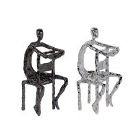 Gimmi Home หุ่นโลหะคนนั่งเก้าอี้ หุ่นแต่งบ้าน หุ่นตั้งโชว (สินค้าพร้อมส่ง!!) Metal Decoration - DE-5270-5271 สีเงิน/สีดำ
