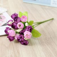 ﹊◕ 15 Heads/bouquet Small Bud Roses For Home Wedding Fake Flowers Cheap Artificial Flowers Silk Rose Decorative Flowers