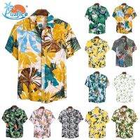 287303G lelaki เสื้อเชิ้ตแฟชั่นสําหรับผู้ชายแขนสั้นพิมพ์ลายสไตล์ฮาวาย