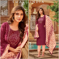 {**ส่งฟรี**} SMALL INDIA ? Chanderi Buti Suit Set เซ็ท3ชิ้น ? Beautiful Suit Set For Women