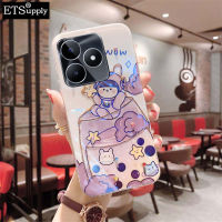 เคสโทรศัพท์ Realme C51 C53 ฝาครอบ เคสนิ่มสีฟ้า-เรย์กากเพชรส่องแสงเป็นประกายวิบวับถ้วยบอลลูนผู้หญิงซิลิโคนสำหรับ Realme C51 C53 เคส