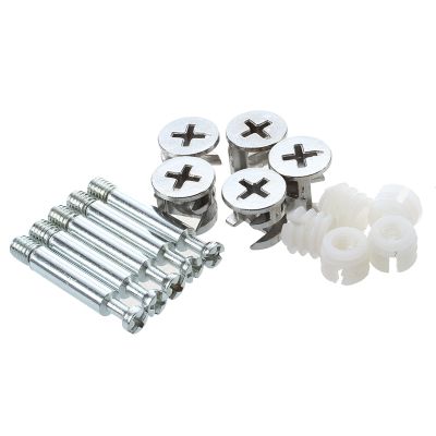 Furniture Cam Fitting with Dowel and Pre-Inserted Nut (Set of 5)
