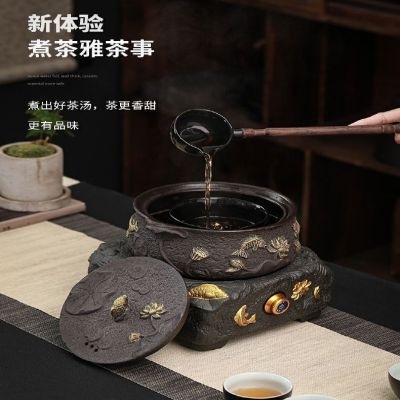 Spot parcel post Tea Brewing Pot Tea Cooking Tea Ware Ceramic Tea-Boiling Stove Household Office Full-Automatic Electric Ceramic Stove with Spoon R Set