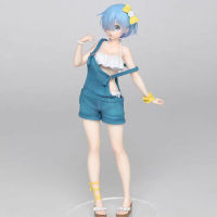 Life In A Different World From Zero Rem Anime Action Figure Swimsuit Strap Denim PVC Collection Model Dolls Toys Gifts 23 cm.