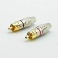 4pcs Balck Red Gold RCA Male Plug Non Solder Audio Video Adapter Connector Male to Male Convertor for Coaxial Cable