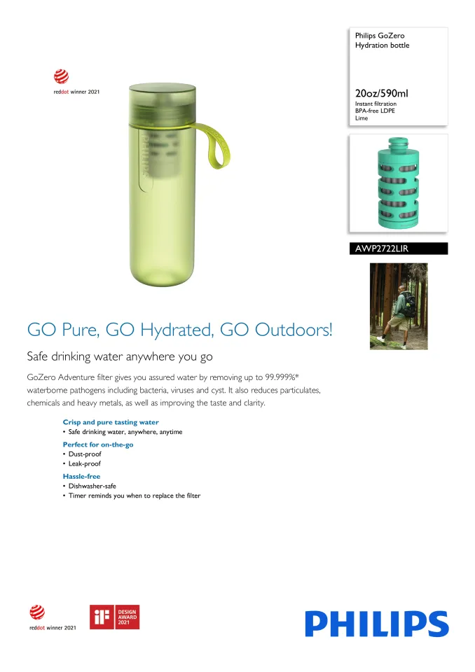 Red Dot Design Award: Philips GoZero Active hydration bottle