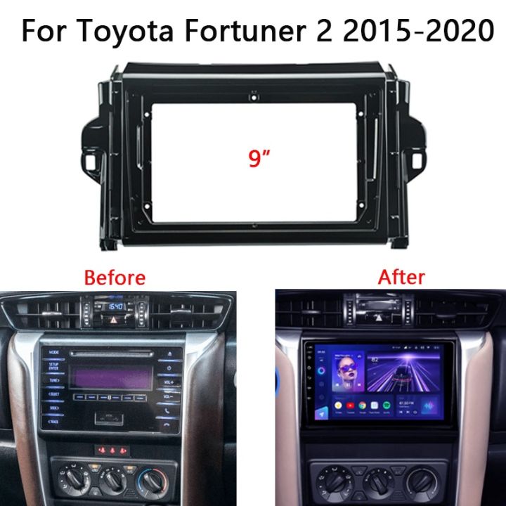 แผงกรอบฝาครอบ-abs-9-นิ้ว-2-din-สำหรับเครื่องเล่น-dvd-สเตอริโอ-gps-ในรถ-toyota-fortuner-2015-2020