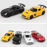 A1:32 -Benz SLS รุ่นรถโลหะ Diecast รถจำลองเสียงและแสงดึงกลับรถของเล่นสำหรับเด็กคอลเลกชัน GiftsM