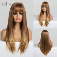 Easihair วิกผมมีหน้าม้าสังเคราะห์ทนความร้อนได้ยาวสีดำตรงวิกผมผู้หญิงคอสเพลย์โลลิต้าผมธรรมชาติอะโฟบราซิล