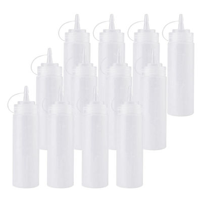 12 Pack 8 Oz Squeeze Squirt Condiment Bottles with Twist on Cap Lids for Sauce, Ketchup, BBQ, Dressing, Paint