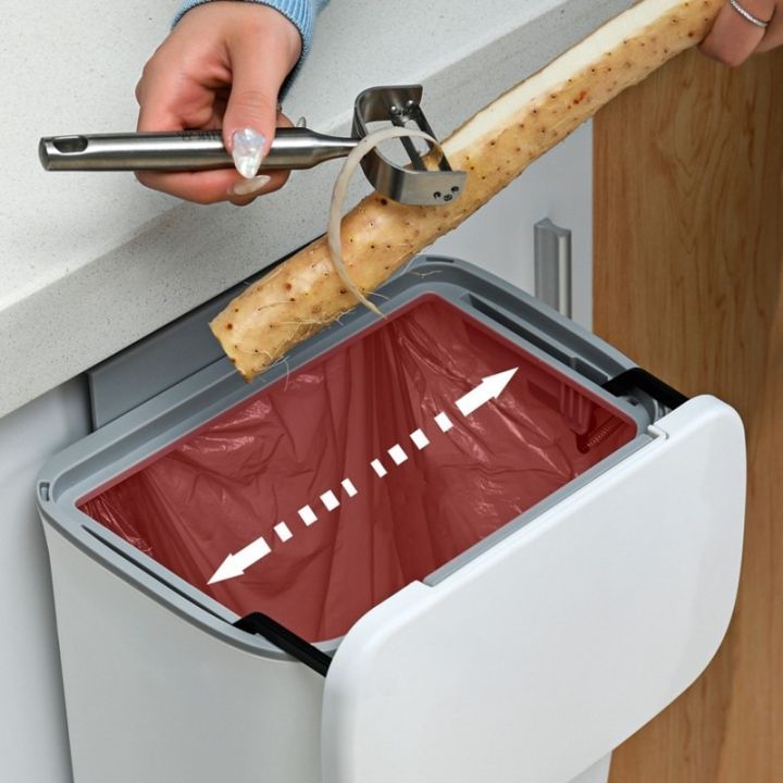 ที่แขวนถังขยะถังขยะความจุมากครัวพร้อมฝาปิดประตูตู้เก็บของ-j05ถังขยะถังขยะติดผนังห้องน้ำ