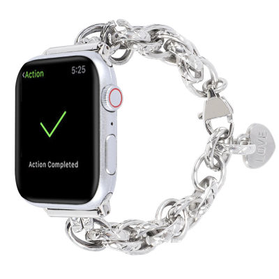 สายนาฬิกาโลหะสำหรับ Apple Watch,สายนาฬิกาข้อมือ41มม. 45มม. ใช้ได้กับ I Watch7/6/5 /Se/ 4/3/2/1สายรัดข้อมือรูปหัวใจเทรนด์เกาหลีขนาด40มม. 38มม. 42มม. 44มม.