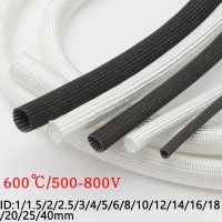 ♂ White/Black ID 1mm 40mm Fiberglass Tube 600 Deg.C High Temperature Chemical Glass Fiber Braided Sleeve Wire Pipe Protector