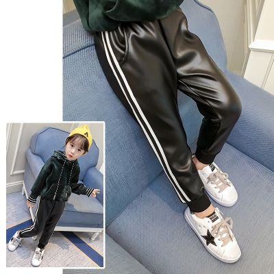 [COD] piece of childrens on behalf girls plus velvet thickened leather trousers 21 winter clothes new foreign trade 3-8 years old
