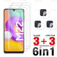 ▬■ 6in1 Screen Protector Glass For Samsung Galaxy M22 6.4 Tempered Protective Glass for galaxy M 22 M22 SM-M225F Camera Lens Glas