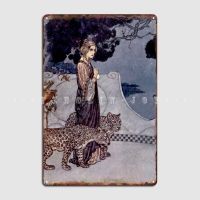 Circe With Leopards By Edmund Dulac โปสเตอร์แผ่นโลหะปาร์ตี้คลับสร้างของตกแต่งผนังห้องครัวโปสเตอร์ดีบุก0810