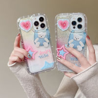 For IPhone 14 Pro Max IPhone Case Thickened TPU Soft Case Clear Case Shockproof Funny Little Bear Compatible with For IPhone 13 Pro Max 12